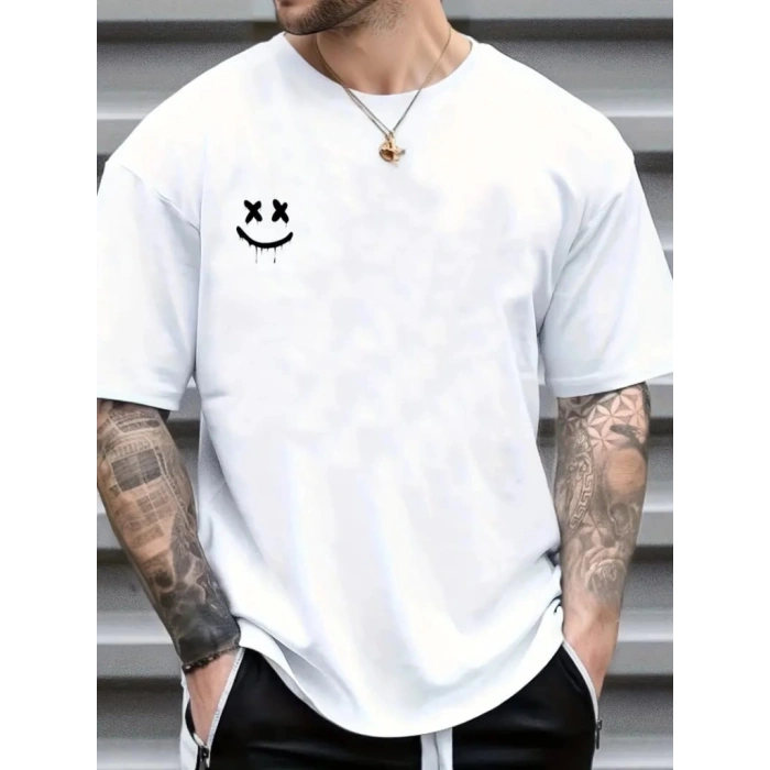 MARSiLYAN- Erkek Kısa Kollu Bisiklet Yaka Baskılı Süprem Bluz