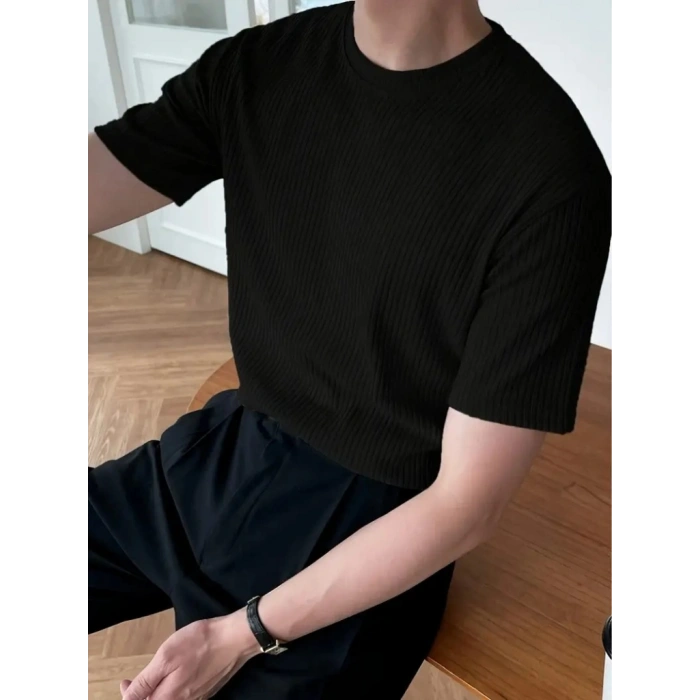 MARSiLYAN- Erkek Kısa Kollu Bisiklet Yaka Triko Tişört