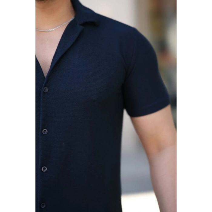 MARSiLYAN- Erkek Kısa Kollu örme Kumaş Pamuklu Gömlek