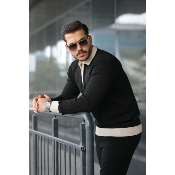 MARSiLYAN- Erkek Kol Ve Yaka Detaylı Uzun Kollu Triko