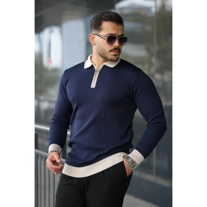 MARSiLYAN- Erkek Kol Ve Yaka Detaylı Uzun Kollu Triko