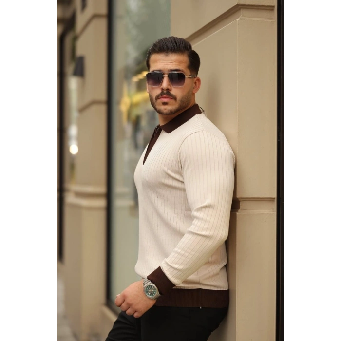 MARSiLYAN- Erkek Kol Ve Yaka Detaylı Uzun Kollu Triko