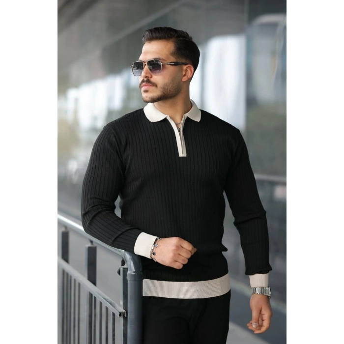 MARSiLYAN- Erkek Kol Ve Yaka Detaylı Uzun Kollu Triko