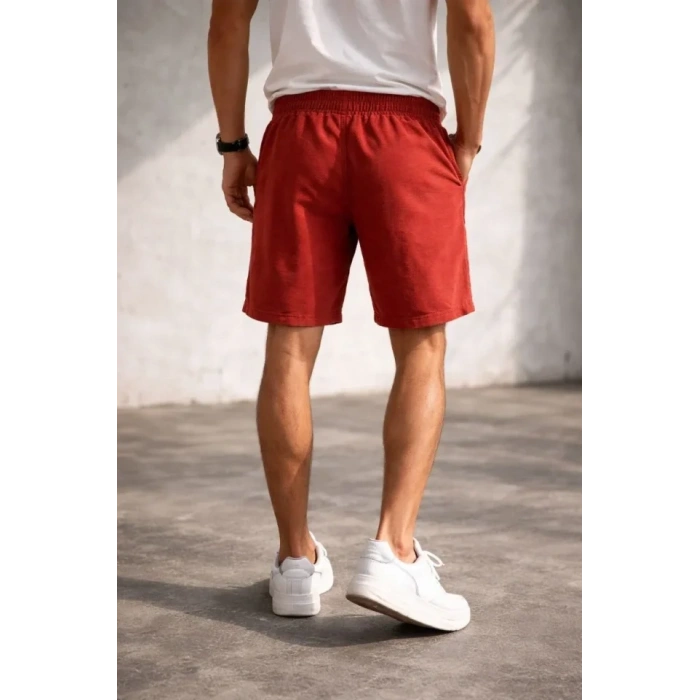 MARSiLYAN- Erkek Otoban Dokuma Şort Beli Lastikli Bağcıklı, Cepli, Rahat Kesim Günlük Yazlık Şort - Turuncu