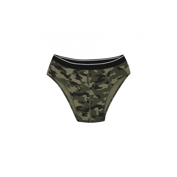 MARSiLYAN- Erkek Pamuk Desenli Likralı Slip Haki