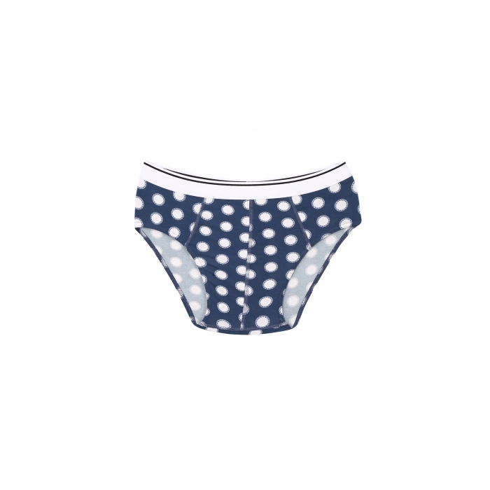 MARSiLYAN- Erkek Pamuk Desenli Likralı Slip Lacivert