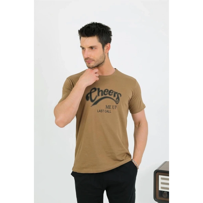 MARSiLYAN- Erkek Pamuk Kısa Kol Pijama Takım Vizon