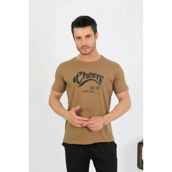 MARSiLYAN- Erkek Pamuk Kısa Kol Pijama Takım Vizon