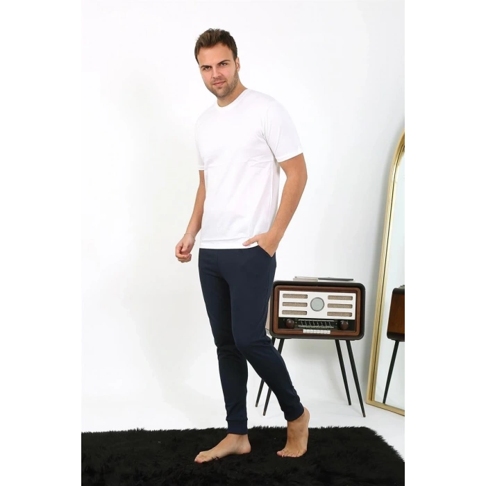 MARSiLYAN- Erkek Pamuk Tek Alt Pijama Lacivert