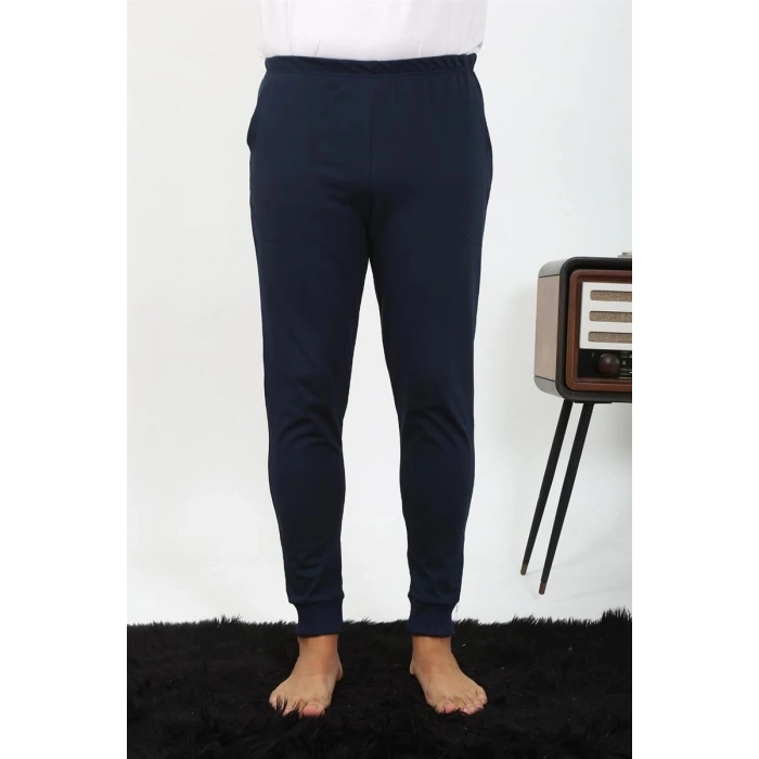 MARSiLYAN- Erkek Pamuk Tek Alt Pijama Lacivert