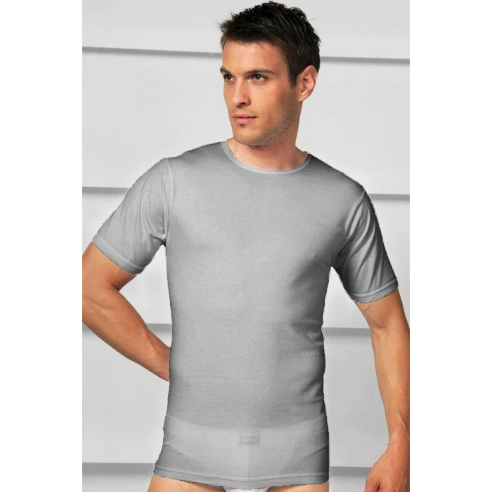 MARSiLYAN-  Erkek Pamuklu Kısa Kol Geniş Yaka Klasik Fanila T-Shirt