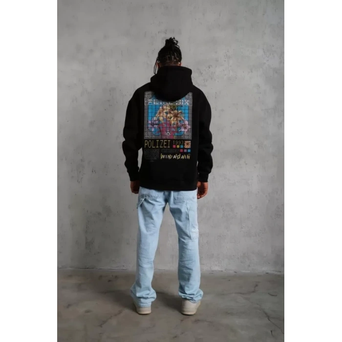 MARSiLYAN- Erkek Patel Six Baskılı Kapüşonlu Sweat - Siyah