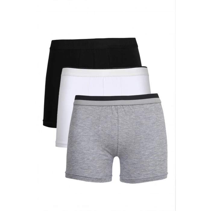 MARSiLYAN- Erkek Penye 3lü Boxer Siyah-Beyaz-Gri