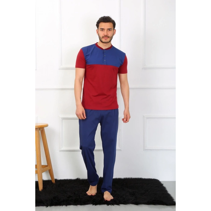 MARSiLYAN- Erkek Penye 3lü Parlamentmavi Parçalı Pijama Takımı