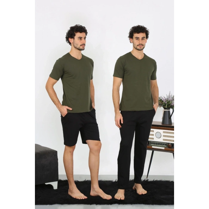 MARSiLYAN- Erkek Penye Haki 3lü Pijama Takımı