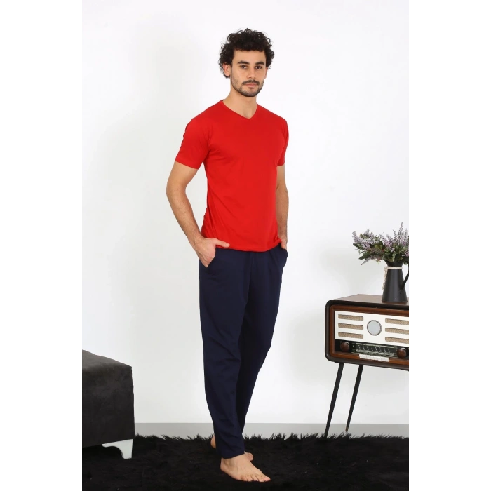 MARSiLYAN- Erkek Penye Kırmızı 3lü Pijama Takımı