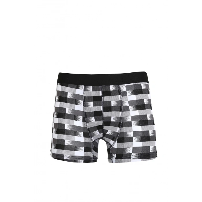 MARSiLYAN- Erkek Penye Likralı Desenli Boxer Füme