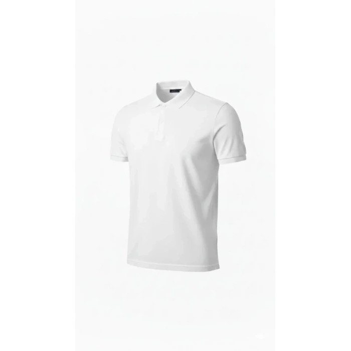 MARSiLYAN- Erkek Pike Kumaş Düğmeli Yaka Regular Fit Günlük Kısa Kol Tişört T-shirt - Beyaz