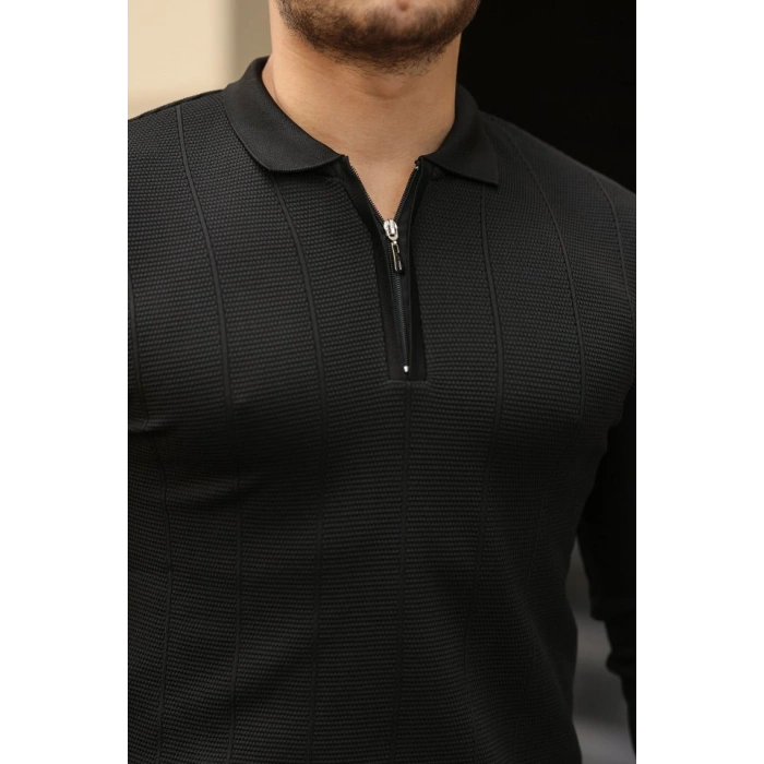 MARSiLYAN- Erkek Pirinç Desenli Uzun Kollu Yakalı Triko