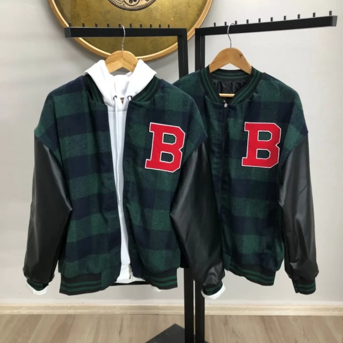 MARSiLYAN- Erkek Pötikare Desen Nakışlı Kolej Ceket - Haki