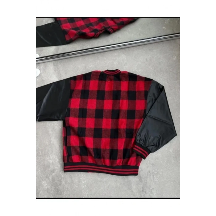 MARSiLYAN- Erkek Pötikare Desen Nakışlı Kolej Ceket - Kırmızı