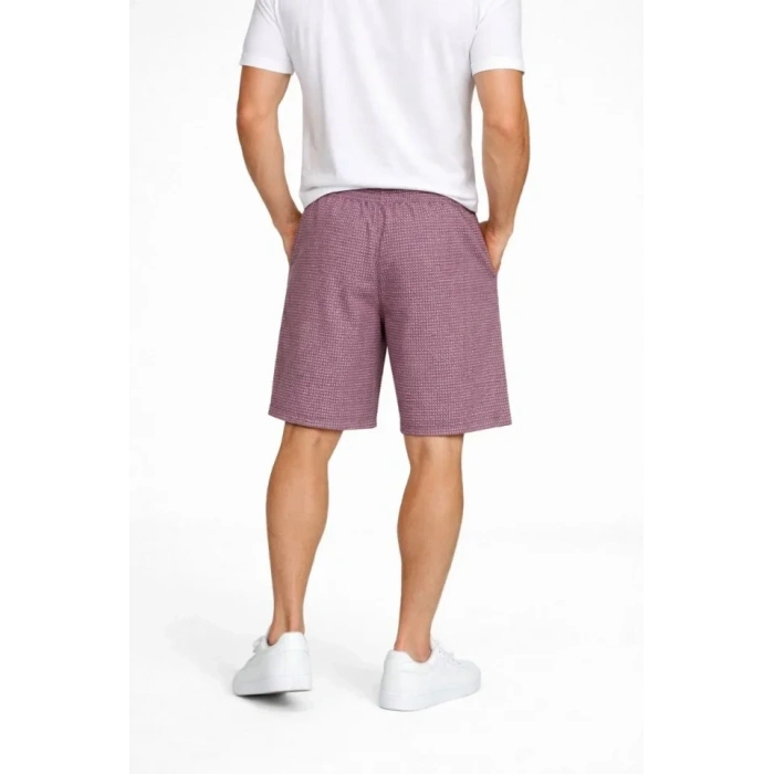 MARSiLYAN- Erkek Pötikareli Şort – Beli Lastikli Bağcıklı, Cepli, Rahat Kesim Günlük Yazlık Şort - Gül Kurusu