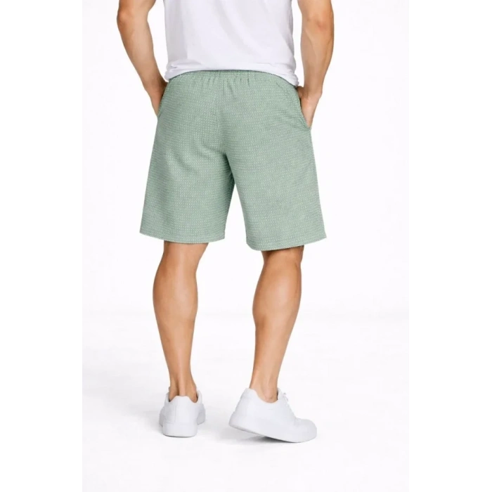 MARSiLYAN- Erkek Pötikareli Şort – Beli Lastikli Bağcıklı, Cepli, Rahat Kesim Günlük Yazlık Şort - Mint Yeşili