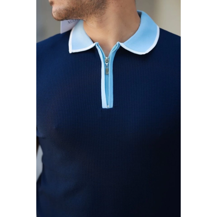 MARSiLYAN- Erkek Renkli Yaka Kısa Kollu Tişört