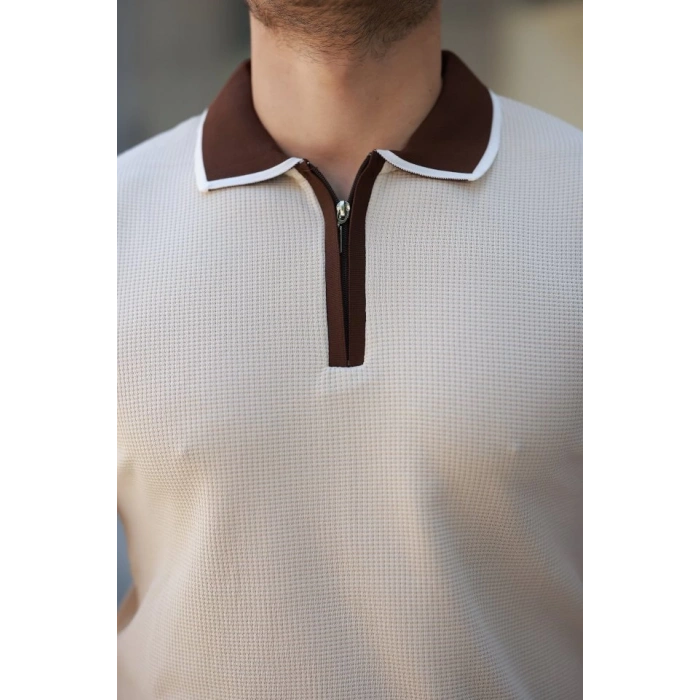 MARSiLYAN- Erkek Renkli Yaka Kısa Kollu Tişört