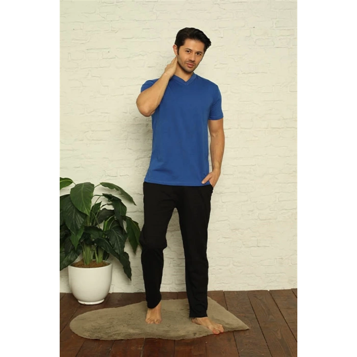 MARSiLYAN- Erkek Saks V Yaka 3lü Pijama Takım