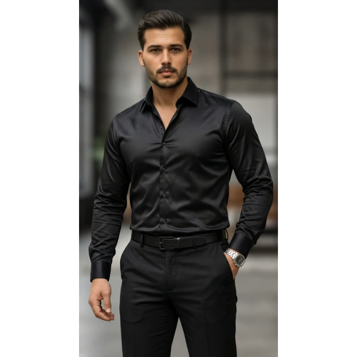 MARSiLYAN- Erkek Saten Klasik Gömlek