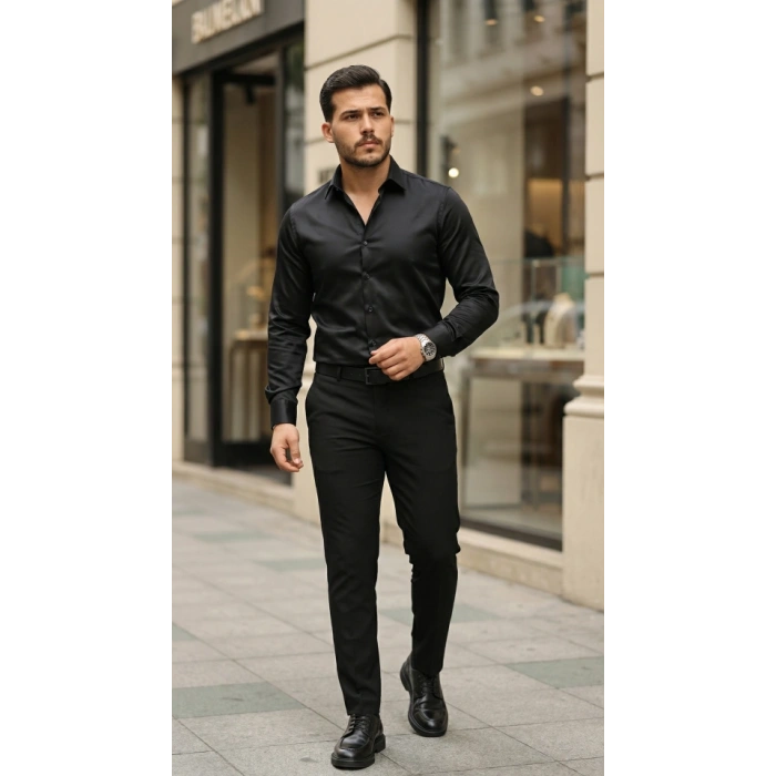 MARSiLYAN- Erkek Saten Klasik Gömlek