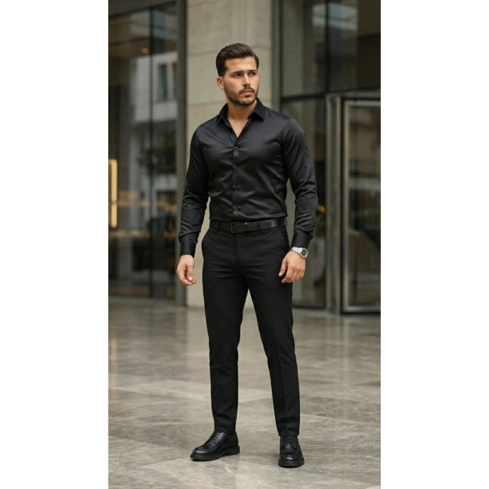 MARSiLYAN- Erkek Saten Klasik Gömlek