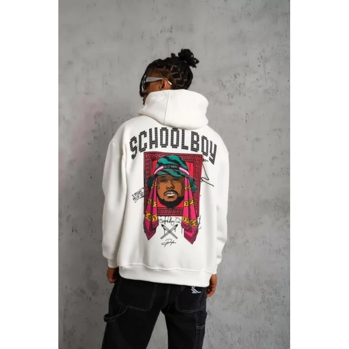 MARSiLYAN- Erkek SCHOOL BOY Baskılı Kapüşonlu Sweat - Beyaz