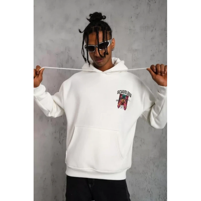 MARSiLYAN- Erkek SCHOOL BOY Baskılı Kapüşonlu Sweat - Beyaz
