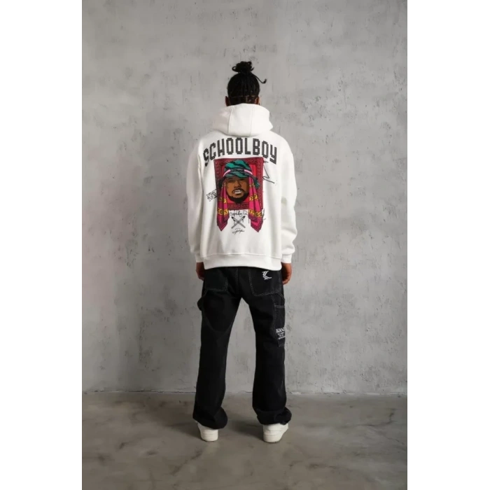 MARSiLYAN- Erkek SCHOOL BOY Baskılı Kapüşonlu Sweat - Beyaz