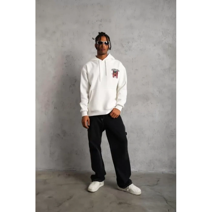 MARSiLYAN- Erkek SCHOOL BOY Baskılı Kapüşonlu Sweat - Beyaz