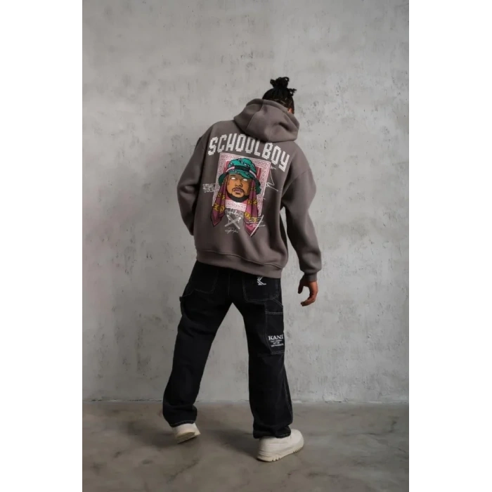 MARSiLYAN- Erkek SCHOOL BOY Baskılı Kapüşonlu Sweat - Gri