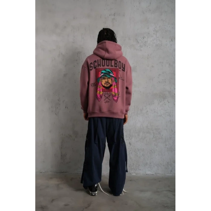 MARSiLYAN- Erkek SCHOOL BOY Baskılı Kapüşonlu Sweat - Gül Kurusu