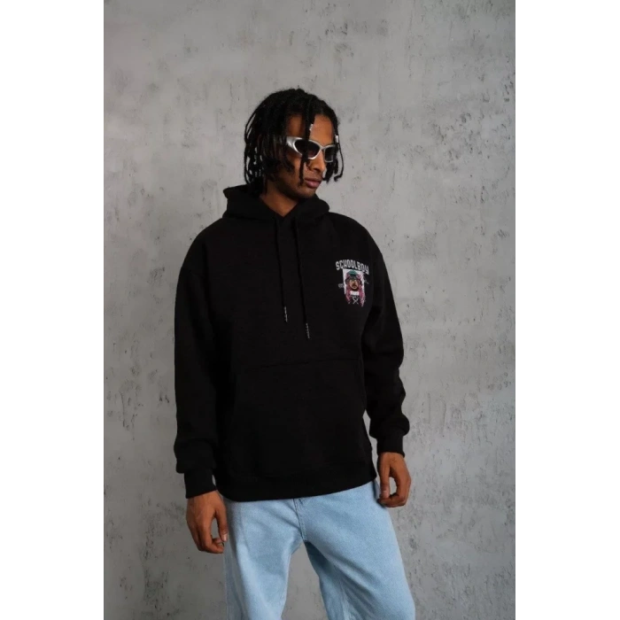 MARSiLYAN- Erkek SCHOOL BOY Baskılı Kapüşonlu Sweat - Siyah