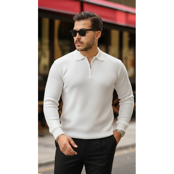 MARSiLYAN- Erkek Selanik örme Yakalı Uzun Kollu Triko