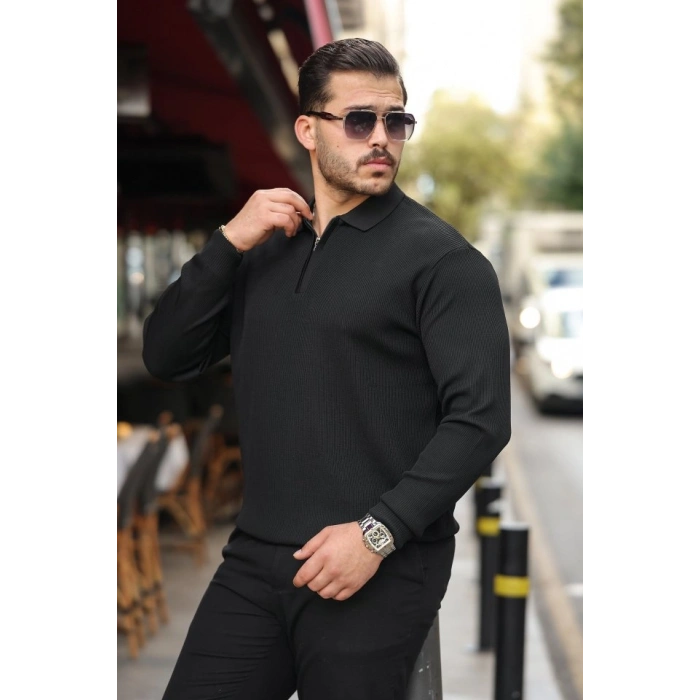 MARSiLYAN- Erkek Selanik örme Yakalı Uzun Kollu Triko