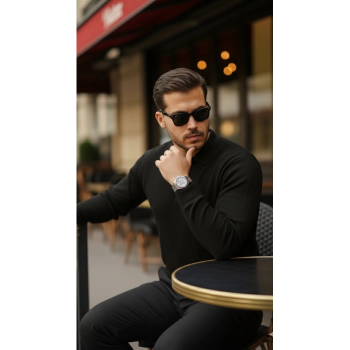 MARSiLYAN- Erkek Selanik örme Yakalı Uzun Kollu Triko