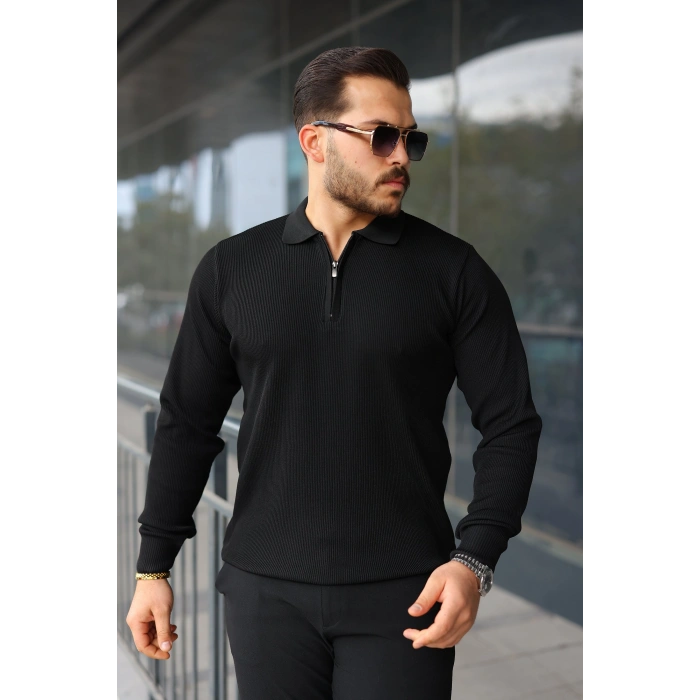 MARSiLYAN- Erkek Selanik örme Yakalı Uzun Kollu Triko