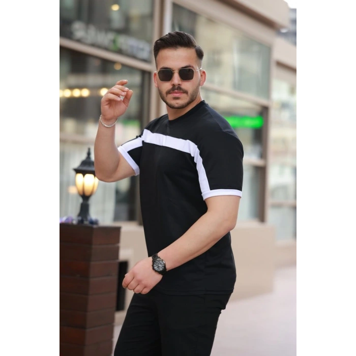 MARSiLYAN- Erkek şerit Detaylı Kısa Kollu T-shirt