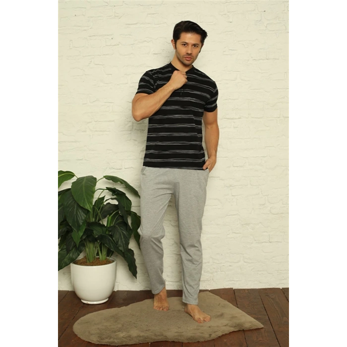 MARSiLYAN- Erkek Siyah 3lü Pijama Takım