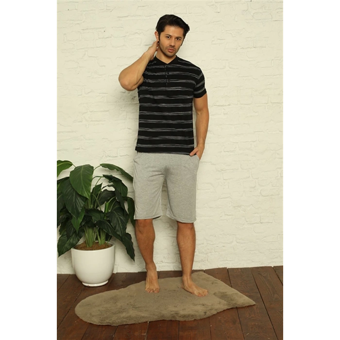 MARSiLYAN- Erkek Siyah 3lü Pijama Takım