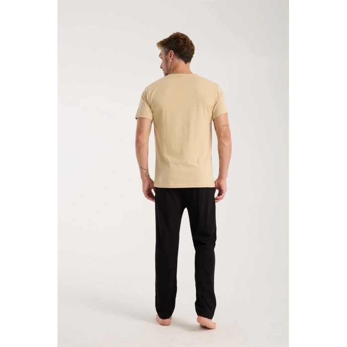 MARSiLYAN- Erkek Ten Rengi Kısa Kol Pijama Takımı