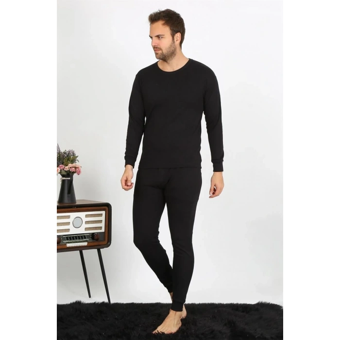 MARSiLYAN- Erkek Termal Kışlık Alt Üst İçlik Takım Siyah