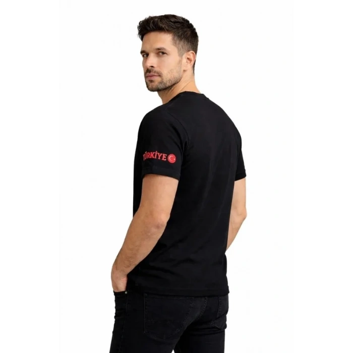 MARSiLYAN- Erkek TÜRKİYE Ay Yıldız Baskılı 10 Numara Forma Tişört Taraftar T-Shirt - Siyah